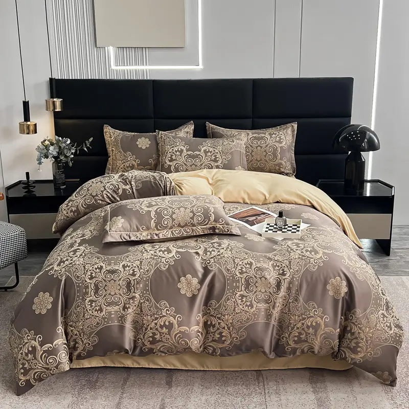 Parure de lit en coton floral ensemble de literie reine drap haute qualité impression respectueuse de la peau motif housse de couette ensemble de literie
