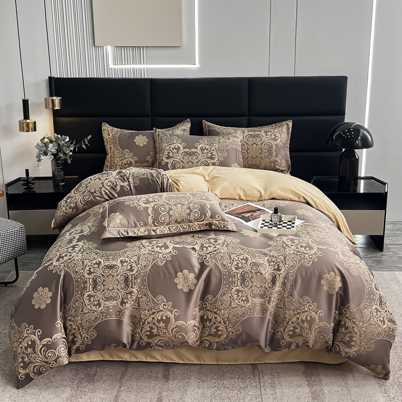 Conjunto De Cama De Algodão Floral Folha Do Conjunto De Cama Queen Pele De Alta Qualidade Amigável Impressão Padrão Capa De Edredão Conjunto De Cama