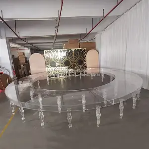 Precio de fábrica, juego de mesa de comedor de acrílico, forma semiredonda, forma de S, mesa de boda serpentina de comedor de acrílico transparente a la venta