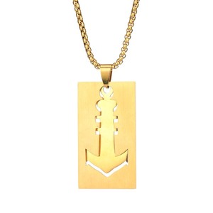 Collana con Ciondolo a Forma di Ancora Quadrata in Metallo Pesante, Catena con Perline in Rame, Stile Hip-Hop Personalizzato per Studenti e Coppie - Product Image 5