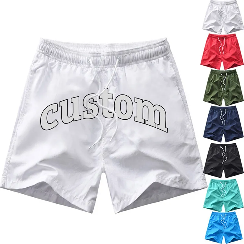 Нейлоновые дизайнерские пляжные шорты essentialsed с эластичным поясом, Заказные сетчатые спортивные мужские шорты для бега