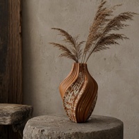 Vase à fleurs en céramique artisanal, gaufré ondulé, style rétro rustique, pour table d'entrée, décoration de pièce, en stock, personnalisable