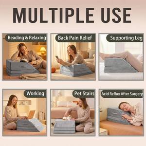 Almohada <span class=keywords><strong>de</strong></span> Espuma Viscoelástica <span class=keywords><strong>de</strong></span> Alta Densidad con Soporte en Forma <span class=keywords><strong>de</strong></span> Cuña para Dormir, Alivio del <span class=keywords><strong>Dolor</strong></span> <span class=keywords><strong>de</strong></span> Piernas, con Funda Extraíble y Lavable - Product Image 3