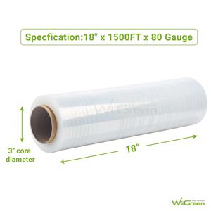 Rollo de Film Estirable Industrial Transparente Negro de 18 Pulgadas x 1500 Pulgadas, Calibre 80, de Polietileno Lineal de Baja Densidad (LLDPE) para Envoltura Plástica a Prueba de Humedad - Product Image 2