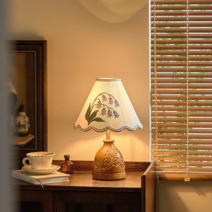 Vintage Style Lily Of The Valley <b>Table</b> Lamp E27 <b>Led</b> Eye Caring Bedroom <b>Bedside</b> Lamp With Floral Shade Artistic Design - Product Image 3