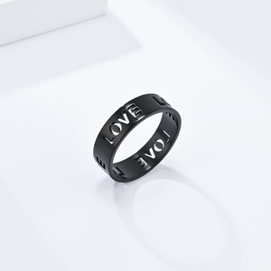 Love Titanium Steel <b>Ring</b> 6mm Wide Letter Design Unisex Couple Jewelry Gift - Product Image 4