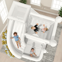 Château gonflable commercial en PVC blanc 16x14x10.5FT avec toboggan et piscine à balles pour mariages et fêtes