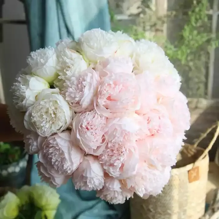 33cm 5 Heads Peony Silk Bunch Flower Wedding China Artificial Flowers Small Bouquet Peony Artificial Flower