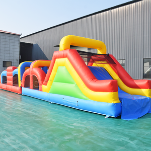Parcours d'obstacles gonflable commercial 14x3 pour enfants et adultes, équipement de parc d'attractions en plein air - Product Image 1