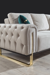 Divano Winforce in Velluto Bianco di Lusso, Design Moderno per <span class=keywords><strong>Soggiorno</strong></span>, Set di Divani Chesterfield per Casa, Hotel, Ufficio - Product Image 2