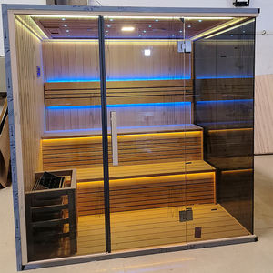 Sauna infrarouge sauna extérieur cadre en acier inoxydable personnalisé verre noir thérapie par la lumière rouge <span class=keywords><strong>vichy</strong></span> <span class=keywords><strong>spa</strong></span> à vapeur halo thérapie au sel - Product Image 2