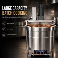 Marmite de cuisson professionnelle en acier inoxydable à gaz avec agitateur pour ragoûts, braisages et mijotages