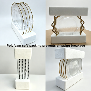 Assiette <span class=keywords><strong>de</strong></span> présentation en verre bleu marine à bord ondulé et volanté <span class=keywords><strong>de</strong></span> 13 pouces, peinte à la main, <span class=keywords><strong>de</strong></span> luxe, pour mariage, réception, hôtel et restauration - Product Image 6