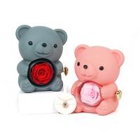 Idées de cadeaux romantiques nouveau collier rotatif d'ours en peluche boîte-cadeau d'ours de câlin de fleur de rose éternelle pour la Saint-Valentin fête des mères