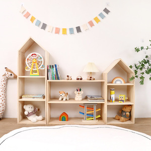 Estantería moderna de madera maciza y estante de almacenamiento de juguetes para <span class=keywords><strong>el</strong></span> hogar, armario tipo habitación dos en uno para niños para organizar juguetes y libros - Product Image 3
