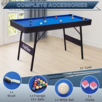 Table de billard pliable portable en PVC avec pieds réglables et verrouillables, incluant balles, triangle, craie et brosse, pour enfants et adultes
