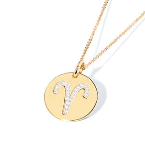 Milskye gioielli di moda personalizzati in argento 925 placcato in oro 18 carati con zodiaco pavimenta zirconi collana con ciondolo <span class=keywords><strong>ariete</strong></span> - Product Image 5