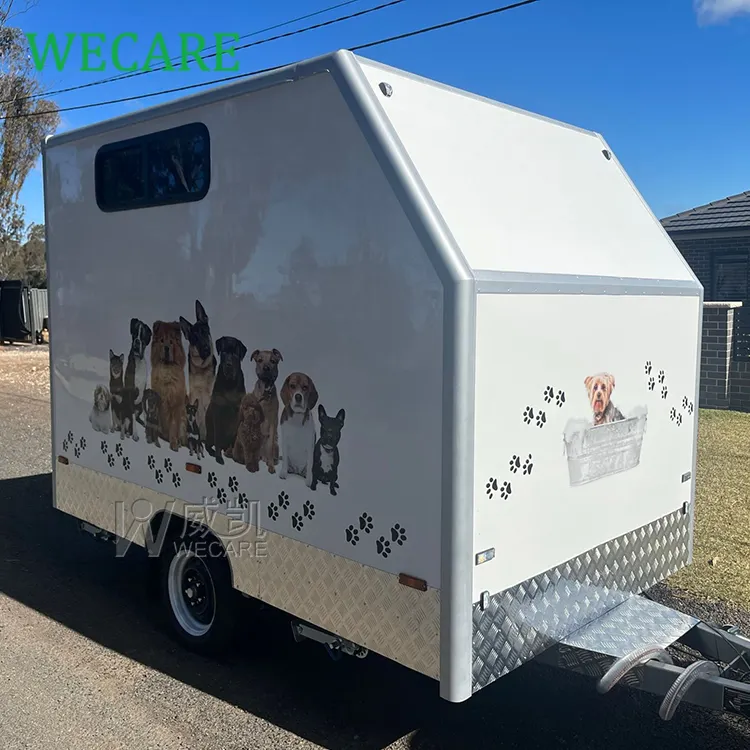 WECARE keranjang stasiun cuci mobil anjing Mobile Puppy kustom Trailer Salon Grooming anjing bersih dengan peralatan lengkap