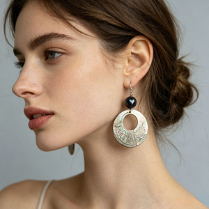Pendientes Colgantes <span class=keywords><strong>de</strong></span> Nácar Negro Natural, Diseño Tropical <span class=keywords><strong>de</strong></span> <span class=keywords><strong>Tortuga</strong></span> Espiral Floral Tallada, Estilo Hawaiano Boho - Product Image 5