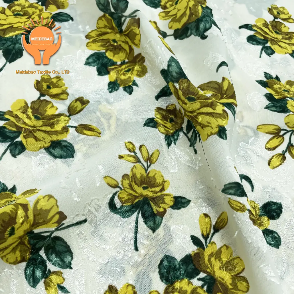 Alta qualità a maglia chiffon abbigliamento floreale tessuto opaco poliestere jacquard stampa tessuto per abiti gonna