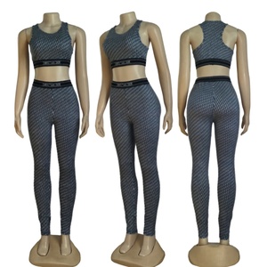 Conjunto de Ropa Deportiva Informal de Verano para Mujer, Pantalones Largos a la Moda, Chaleco sin Mangas, a Rayas, Suave, con Logotipo en la Cintura, 3 Colores - Product Image 2