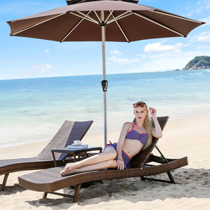 Elegante interior o al aire libre jardín doble asiento tumbona de mimbre cama muebles de hotel moderno - Product Image 4