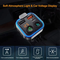Car BT5.0 Handsfree Call Car Mobile Charger Dual USB QC3.0 Charge rapide avec affichage Lecteur de musique BT-mp3 Transmetteur FM