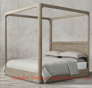 Phong Cách Pháp Phòng Ngủ Cổ Điển Gỗ Cổ Bốn Bài King-Size Giường Đôi Đồ Nội Thất - Product Image 4