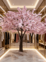 Arbre artificiel de cerisier en fleurs réaliste sur mesure de 4*4m pour les designers d'intérieur, les hôtels, les restaurants, les centres commerciaux, la décoration commerciale
