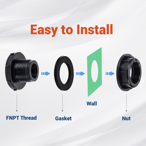 Phụ kiện vách ngăn nhựa NPT Nữ đa kích thước với miếng đệm cho bể nước và bể bơi - Product Image 5