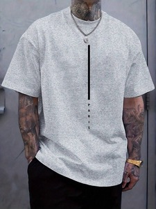 Camiseta de verano para hombre, cuello redondo, manga corta, con estampado de letras a rayas, de fábrica, personalizable. F10 - Product Image 2