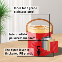Thermos à double paroi en acier inoxydable de 13 L pour thé au lait, baril, seau, refroidisseur avec robinet