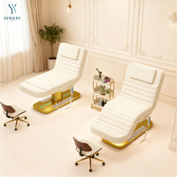 Lit de massage chauffant moderne pour salon, extra large, base en acier inoxydable doré, lit de beauté électrique pour spa, table de massage, lit pour extensions de cils
