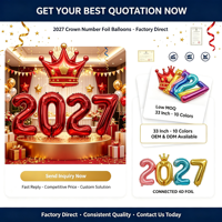 Ballons en feuille de numéros Feile 2027 brillants, formes variées, pour décorations de fête du Nouvel An, de remise de diplôme et d'anniversaire, vente en gros, Hebei