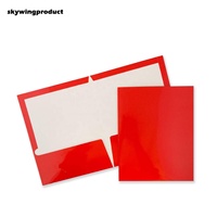 Carpeta de Archivos de Papel de Dos Bolsillos Planos, Tamaño Carta, Color Rojo, Ecológica, de Alta Calidad, con Logotipo Personalizado, Marca Skywingproduct