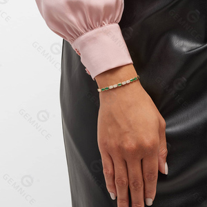 Gemnel Pave Zircon 925 Bạc Trang Sức Cầu Vồng Đá Quý Vuông Vòng Đeo Tay Có Thể Điều Chỉnh Chuỗi Quần Vợt Vòng Đeo Tay - Product Image 6