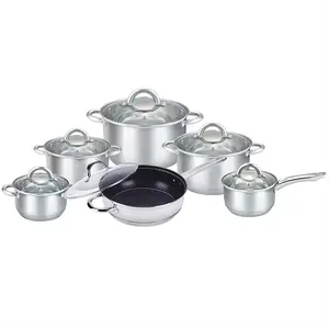 12 Pcs Hot Selling Stainless Steel Cookware pot Sets Nonstick Pans Kitchen Wares Wholesale For Cooking Pan