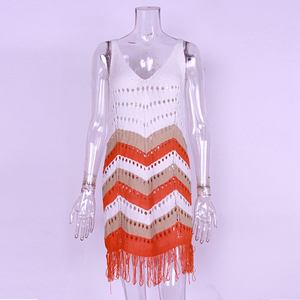 Vestido de Punto Largo de Verano 2024, Nuevo, Hecho a Mano, Estilo <span class=keywords><strong>Trapillo</strong></span>, con Borlas, Tejido a Crochet, Calado, para Mujer - Product Image 5