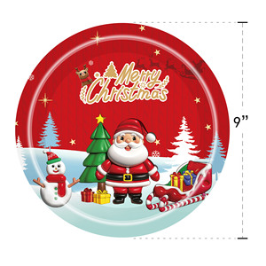 Platos de Papel de Navidad con Diseño de Papá Noel, Renos y Muñecos de Nieve, Juego de Vajilla Desechable para la Cena Navideña - Product Image 4