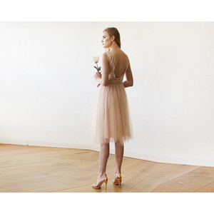 Robe courte sans manches en tulle rose et dentelle # 1159 - Product Image 4