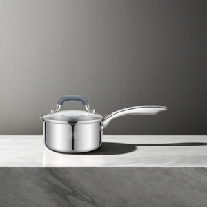 Casserole à lait Pennyson à double paroi en acier inoxydable <span class=keywords><strong>argenté</strong></span> 16 cm, antiadhésive, facile à nettoyer, compatible gaz et induction, avec couvercle en verre - Product Image 4