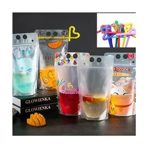 Manufacturers Clear Printed Reusable Plastic Frozen Jelly Fruit Juice Drink Doypack Packaging Stand Up Spout Pouch