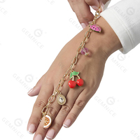 Gemnel Chunky Cute Sieraden Verguld Messing Fruit Hangertje Armband met Emaille