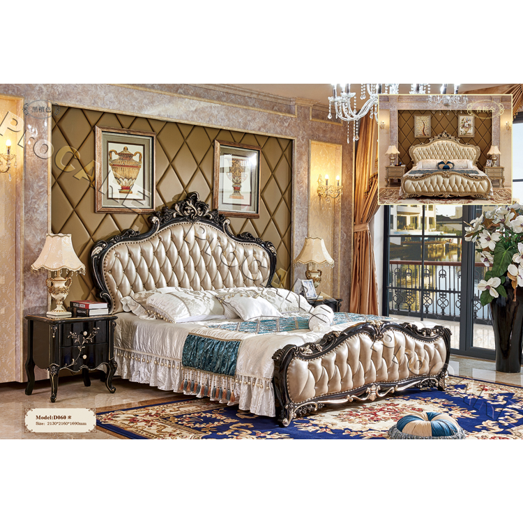 Красивая антикварная мебель королевская мягкая Резная Кровать большого размера