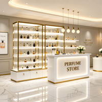 Vitrine d'exposition de parfums illuminée sur mesure, mobilier haut de gamme pour boutique de parfums, design de boutique de parfums