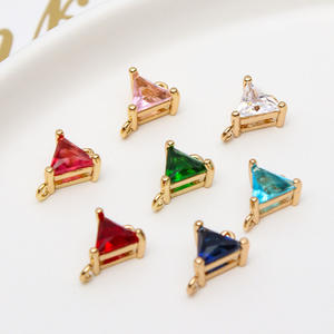 Connettore Pendente Geometrico Triangolare in Ottone con Zirconi 8*11mm per Orecchini Collane Bracciali Fai da Te Componenti per Gioielli - Product Image 5