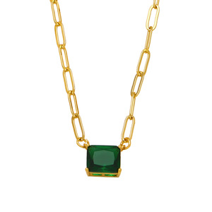 Collana a catena Color oro con graffetta Color oro con rame CZ gioielli quadrati in zircone placcati in oro per <span class=keywords><strong>regali</strong></span> <span class=keywords><strong>amici</strong></span> - Product Image 4