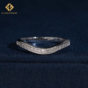 Anillo de boda curvado en forma de V con diamantes cultivados en laboratorio, anillo de compromiso y eternidad para mujer - Product Image 6