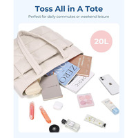 Sac fourre-tout léger en nylon pour femme avec fermeture éclair, imperméable, matelassé, à porter à l'épaule ou à la main, idéal pour les voyages, le travail, la gym – Compartiments multiples