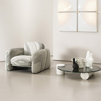 Nouvelle table basse ronde moderne en verre avec cadre en marbre pour meubles de salon